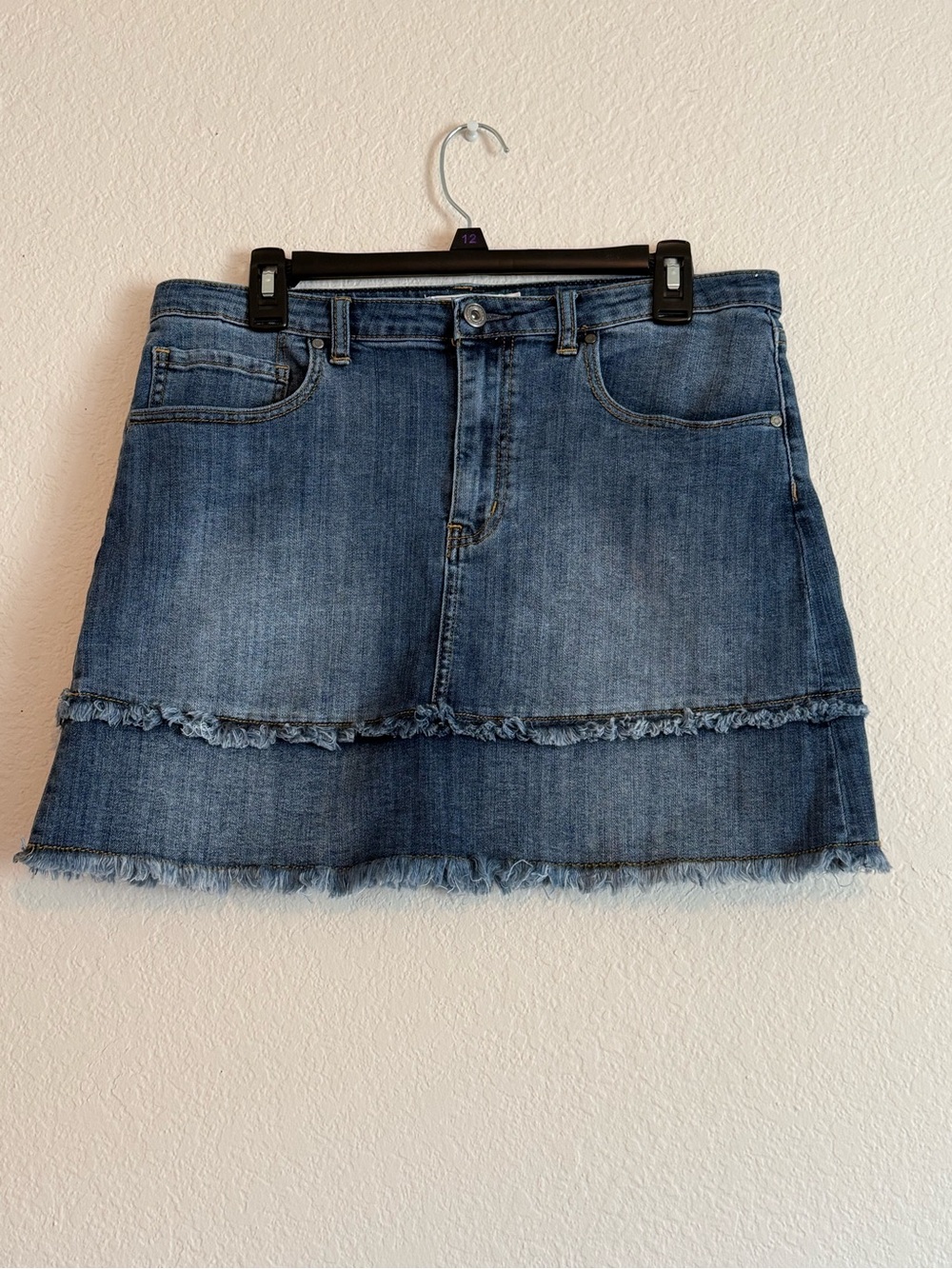 Melrose and Market Distressed Denim Mini Skirt - Blue